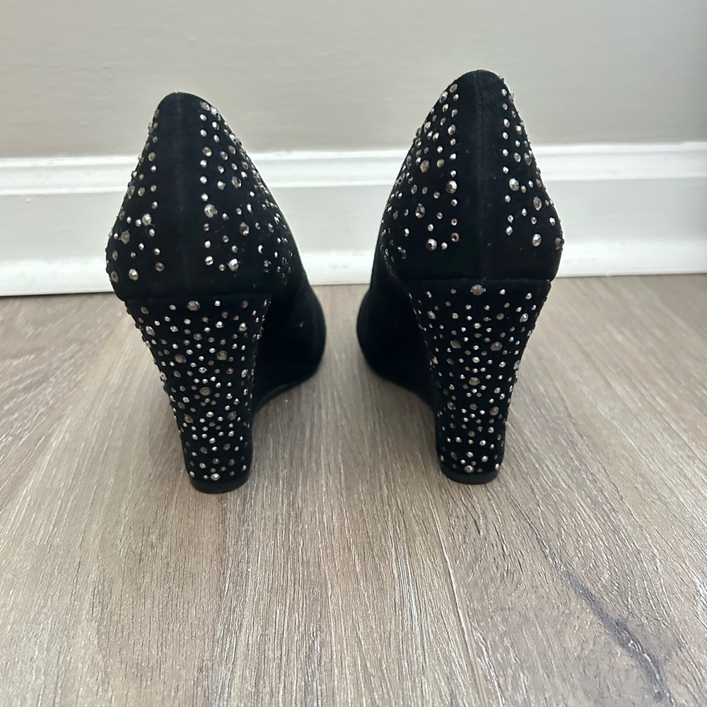 Bcbgeneration Black Wedges With Rhinestone Accents - image 7